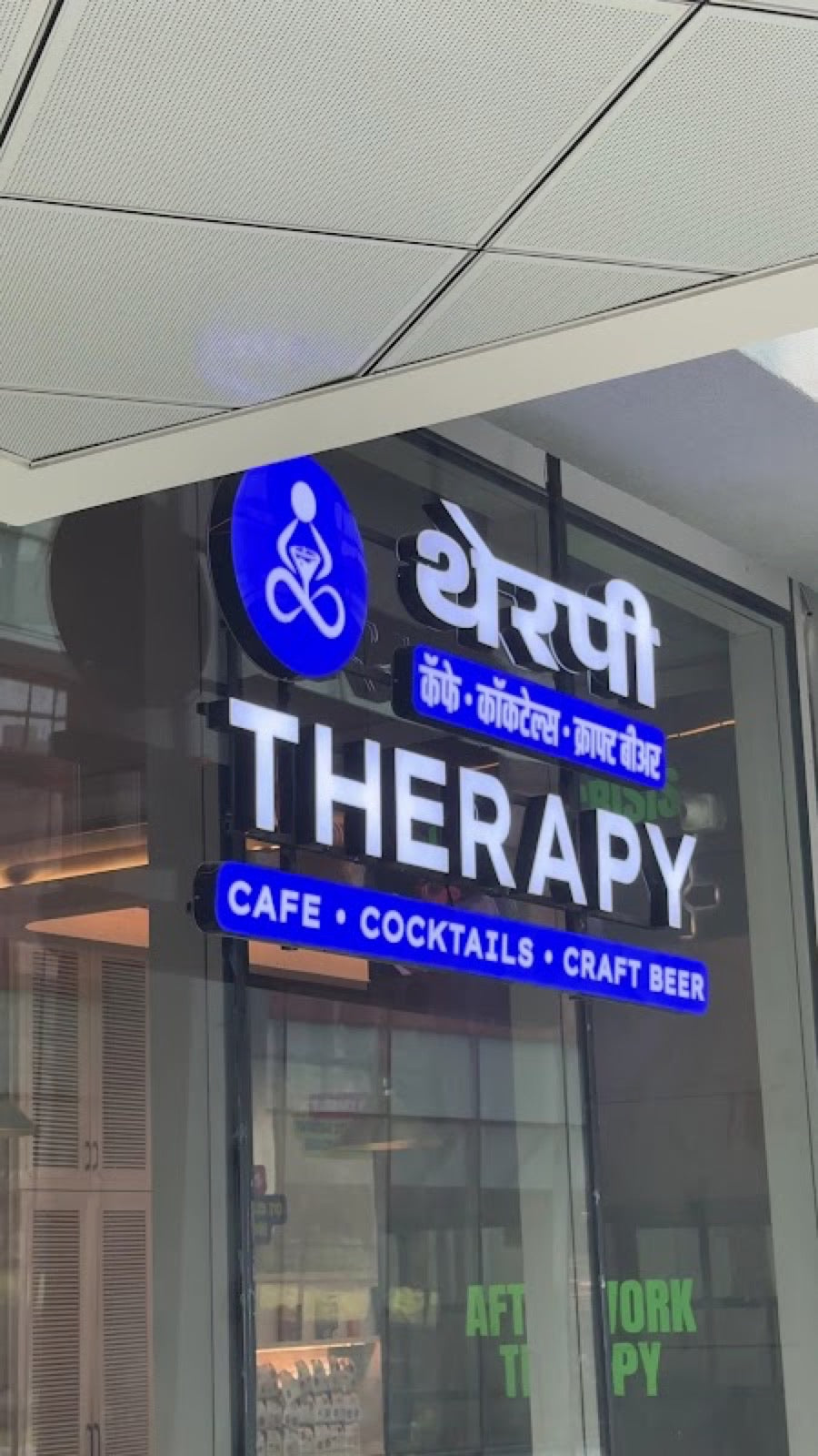 THERAPY Dadar storefront signage — Cafe, Cocktails, Craft Beer